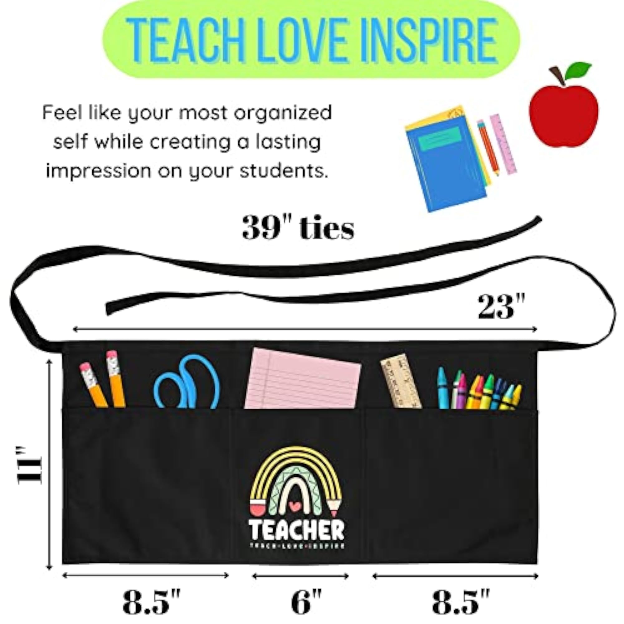 Teacher Apron with 3 Pockets, Gift for Educators